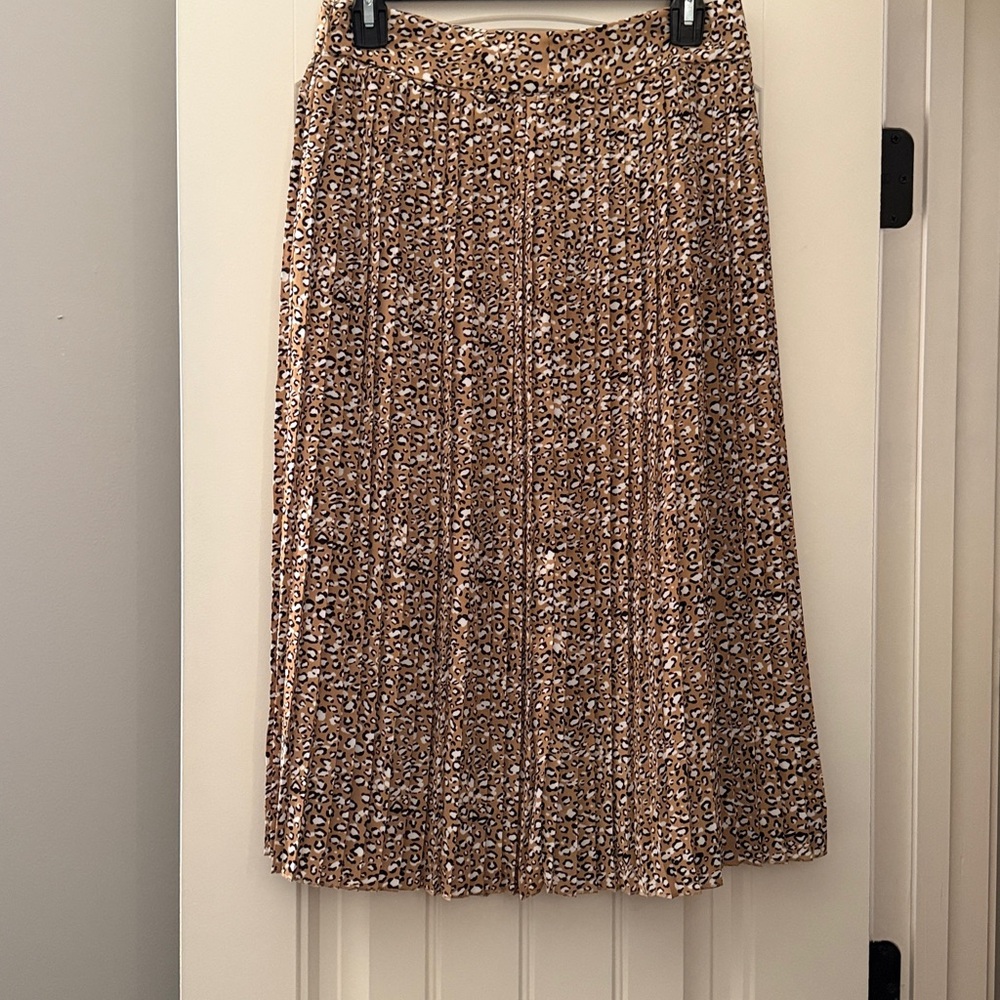 Jcrew Midi Pleated Skirt Cheetah
